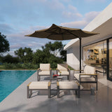 Garvee Modern 2-Piece Aluminum Patio Conversation Set - 3-Seat Outdoor Sofa + Coffee Table - All-Weather Aluminum Frame - Thick Washable Cushions - Beige