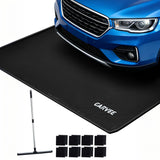 Garvee Heavy Duty 1000D PVC Garage Floor Mat – Waterproof, Non-Slip Containment Pad with 1.2" Raised Edge, Easy to Clean, Includes Squeegee & 8 Fasteners – Perfect for Snow, Rain, Mud – Black, 7'9" x 16' - Black