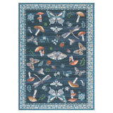 Garvee Washable Modern Mushroom & Insect Floral Area Rug - Non-Slip Soft Low Pile Carpet - Collapsible, Spot Resistant Mat for Living Room, Bedroom, Nursery - Blue, 8x10ft (244x305cm), USA