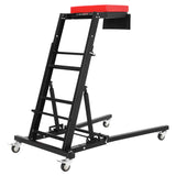 Garvee Heavy Duty Collapsible Topside Engine Creeper for Automotive Repair – 400LB Capacity – Adjustable Height 45-66 Inch – Padded Red Cushion – 4 Locking Swivel Casters – Tool Pouch – Base Size 52x33.9in, Open-Shaped, Red Cushion + Black Base - Three Exclusive
