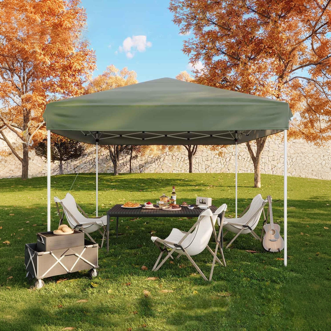 Garvee Portable Outdoor Canopy Tent with Adjustable Height, Waterproof 210D Oxford Fabric, Corrosion-Resistant Frame, Green, 10x10ft, Camping & Events