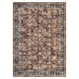 Garvee Vintage Red Washable Non-Slip Area Rug for Outdoors - Distressed Floral Low Pile, Soft Collapsible Carpet, Mark Resistant, Easy Care, Perfect for Entryway, 5ft x 7ft, Red, USA Stock - Red