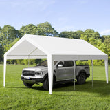 Garvee 10x20FT Heavy Duty Metal Carport – Waterproof, UV-Resistant Shelter with Galvanized Steel Frame – Portable Outdoor Garage for Car, Truck, Boat, RV – Color: White