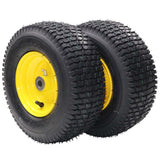 Garvee Heavy Duty Tire & Wheel Assemblies for Riding Lawn Mowers – 13x5.00-6, 2 Pack, Pneumatic & Flat-Free Turf Tires, Yellow Rim, Contractor-Grade, Centered Hub, Garden Tractor Replacement – Color: 13x5.00-6
