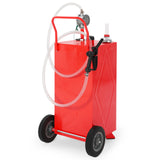 Garvee 35 Gallon Portable Gas Caddy Fuel Storage Tank - Manual Rotary Pump - 4-Wheel Heavy Duty Mobile Outdoor Transfer Tank with Wide Fill Neck, Vent & Level Gauge, 9.8ft Hose - For Cars, ATVs, Tractors, Boats, Lawn Mowers - Reinforced 2-wheel, 2-support - Reinforced 2-Wheel, 2-Support Version - Red - Ma Hailin
