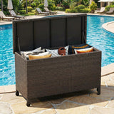Garvee 125 Gallon Outdoor Storage Box with Wheels – Waterproof PE Wicker Rattan & Aluminum Frame – Lockable Patio Deck Chest – Weather-Resistant for Cushions, Garden Tools, Pool Equipment – Brown Rattan
