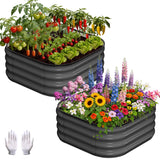 Garvee Heavy Duty Galvanized Raised Garden Bed Outdoor Planter Box – Rust-Resistant Metal, Safe Rounded Corners, Open Bottom – Perfect for Vegetables, Flowers, Herbs – 2x2x1FT, Dark Gray, 2-Pack