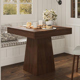 Garvee Space-Saving Modern Square Dining Table for 4 with Storage Drawers - Compact Wooden Pedestal - Durable and Easy to Clean - Perfect for Dining Room, Living Room, or Kitchen - Classic Brown - Black Wood Grain