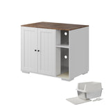 Garvee Dog-Proof Cat Litter Box Enclosure Cabinet Furniture for Automatic/Self-Cleaning Litter Box - Tall Design, Built-In Outlet, Scrape-resistant Pad & Storage - Color: White