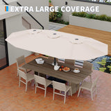 Garvee 15FT Large Double-Sided Patio Umbrella with Base – Rectangular Outdoor Sun Shade Parasol – UV Protection for Poolside, Lawn, Deck – Khaki - Red