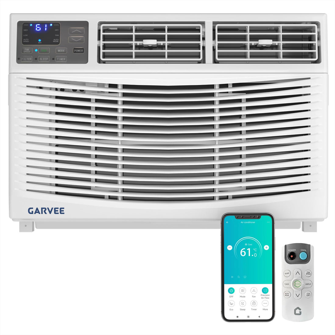 Garvee 12000 BTU Window Air Conditioner for Medium Rooms, Quiet Operation & Energy Saving, 115V Compressor, LED Display & Remote, Easy Install, Bedroom & Office