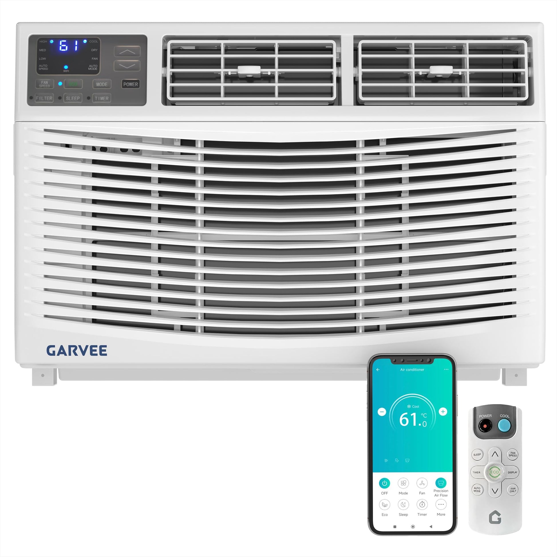 Garvee 12000 BTU Window Air Conditioner for Medium Rooms, Quiet Operation & Energy Saving, 115V Compressor, LED Display & Remote, Easy Install, Bedroom & Office