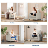 Garvee Mid-Century Accent Armchair – Upholstered Single Sofa for Living Room or Bedroom – Sturdy Wood Frame – Tool-Included Assembly – Cozy Lounge Chair – Beige Color