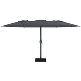 Garvee Extra Wide 9x15 ft Rectangular Patio Umbrella with Base – Heavy Duty 12-Rib Frame – UV Protection & Weather Resistant – Outdoor Garden, Pool, Backyard, Balcony Shade – Gray - Navy Blue