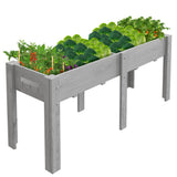 Garvee Grey Raised Garden Bed with High Legs, Hooks & Divider Panel – Large Elevated Fir Wood Planter Box with Drainage, Liner – Ergonomic Outdoor Vegetable & Herb Container – Patio, Backyard, Balcony – 182.88×58.42×76.2cm - Grey