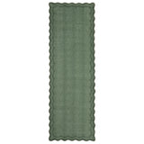 Garvee Washable Scalloped Runner Rug - Thin Low-Profile Hallway/Entryway Runner, Non-Slip Rubber Backing, Mark-Resistant Farmhouse Indoor Carpet for Laundry/Bathroom/Bedroom - Dark Green, 2x6 ft, USA - Floral Scalloped|Green
