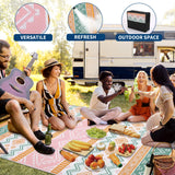 Garvee Waterproof Reversible Outdoor Rug 8x10ft – Heavy Duty Plastic Straw Carpet – Lightweight, Collapsible, Easy Clean – Patio, Deck, Backyard, Camping, RV – Yellow/Rose Red/Green/White, USA - Four Colors - Yellow/Rose Red/Green/White