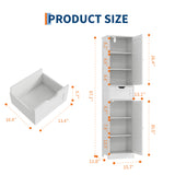 Garvee 67" Tall Slim Bathroom Storage Cabinet, Freestanding Narrow Linen Organizer with Adjustable Shelves & Magnetic Door, Space-Saving for Small Bathrooms - White - White