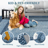 Garvee Modern Gray-Blue Washable Area Rug - Low Pile Non-Slip Soft Soft fabric Polyester Carpet - Collapsible, Mark Resistant, Rubber Back - Bedroom, Living Room, Entryway - 4x6ft (122x183cm), USA Spec - Gray-Blue
