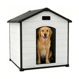 Garvee Waterproof Insulated Dog House - Heavy Duty Plastic Kennel with Raised Floor, Weatherproof Roof, Front Vents, Thick Resin Walls, Easy Assembly for Large Breeds - Indoor/Outdoor, 57L x 47W x 50H Cement Gray - 57L X 47W X 50H Cement Gray