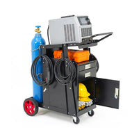 Garvee Welding Cart with Drawers and Cabinet Heavy Duty Carbon Steel for Mig Welder Tig Welder Plasma Cutter 220 Lb Capacity Black
