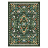 Garvee Green Area Rug 9x12 – Washable Low Pile Floral Carpet – Non-Slip Back, Distressed Oriental, Heron & Butterfly Design – 9x12ft (274x366cm), USA Spec - Teal