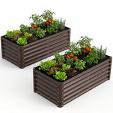 Garvee Tall Galvanized Steel Raised Garden Beds 2-Pack 4x2x1.5FT – Deep Root Wooden Planter Boxes for Vegetables, Flowers & Herbs – Durable Outdoor Metal Planting Containers – Easy Assembly – Natural Wood Color, 2-Piece Set, 4*2*1.5FT