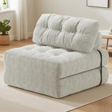 Garvee Convertible Corduroy Folding Sofa Bed – Single Futon Sleeper Chair with Pillow, Portable Fold-Out Couch, Floor Lounger with Back Support for Adults, Small Living Room Furniture, Beige HX-K230209-5