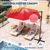Garvee UV-Resistant 9FT Cantilever Patio Umbrella – Offset Outdoor Sun Shade with Heavy Duty Vented Canopy – Market Style for Deck, Pool, Garden, Backyard, Balcony – Red - Red