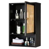 Garvee Space-Saving wooden Bathroom Wall Cabinet with Rattan Doors – Adjustable Shelf, Over-the-Toilet Medicine Cabinet, Multi-Room Wall Mounted Organizer for Bathroom, Kitchen, Laundry, Living Room, Black - for Sophy - White - For Sophy