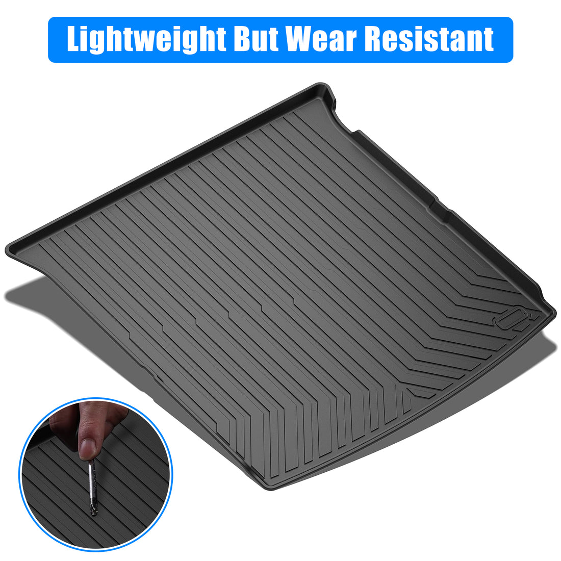 Black TPE cargo liner for 2021-2024 Chevrolet Tahoe with wear-resistant surface