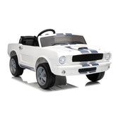 Garvee 24V 2-Seater Shelby GT350 Kids Electric Ride-On Car – Licensed, Dual Safety Belts, Remote Control, 2 Speed Modes, LED Lights, Built-in Music – Large Battery Powered Vehicle for Ages 3-8 – White
