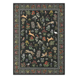 Garvee Washable Botanical Animal Area Rug - Soft Non-Slip Low Pile Carpet - Modern Floral & Jungle Print, Non-Shedding - For Nursery, Bedroom, Living, Dining - Black, 5x7ft (152x213cm), USA - Black