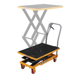 Garvee Hydraulic Double Scissor Lift Table Cart, 770 lb Capacity, 50.7 in Max Lift Height - Foot Pump, Non-Slip Platform Pad, Locking Wheels, Reflective Safety Strips - Yellow RAL 1033 - 770 lbs Double Scissor - Yellow Ral 1033