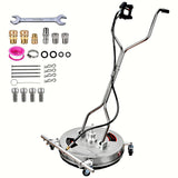 Garvee Heavy Duty 24" Stainless Steel Pressure Washer Surface Cleaner – 4 Wheels, Dual Handles, Deep Cleaning Attachment for Patio, Sidewalk, Deck, Driveway – Outdoor Power Floor Scrubber, Silver