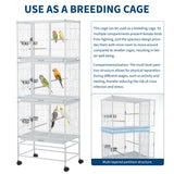 Garvee 74 Inch Heavy Duty Stackable Bird Cage – Large Flight Aviary with 3 Dividable Compartments – Removable Trays – Multi-Bird Enclosure for Parakeets, Cockatiels, Conures, Finches – Easy Clean – White - Silver Black