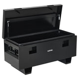 Garvee Heavy-Duty Lockable Truck Bed Tool Box w/ Drawer - Steel Weatherproof Jobsite Storage Chest, Dual Hydraulic Lift Lid, Side Handles, 2 Front Locks, Detachable Support Legs - Fits Pickup/RV/Trailer/Garage - Color: Black Plastic Spray (Hu Hongfei - Iron Material - Black Base With Silver Floral Spray Coating - Hu Hongfei Edition