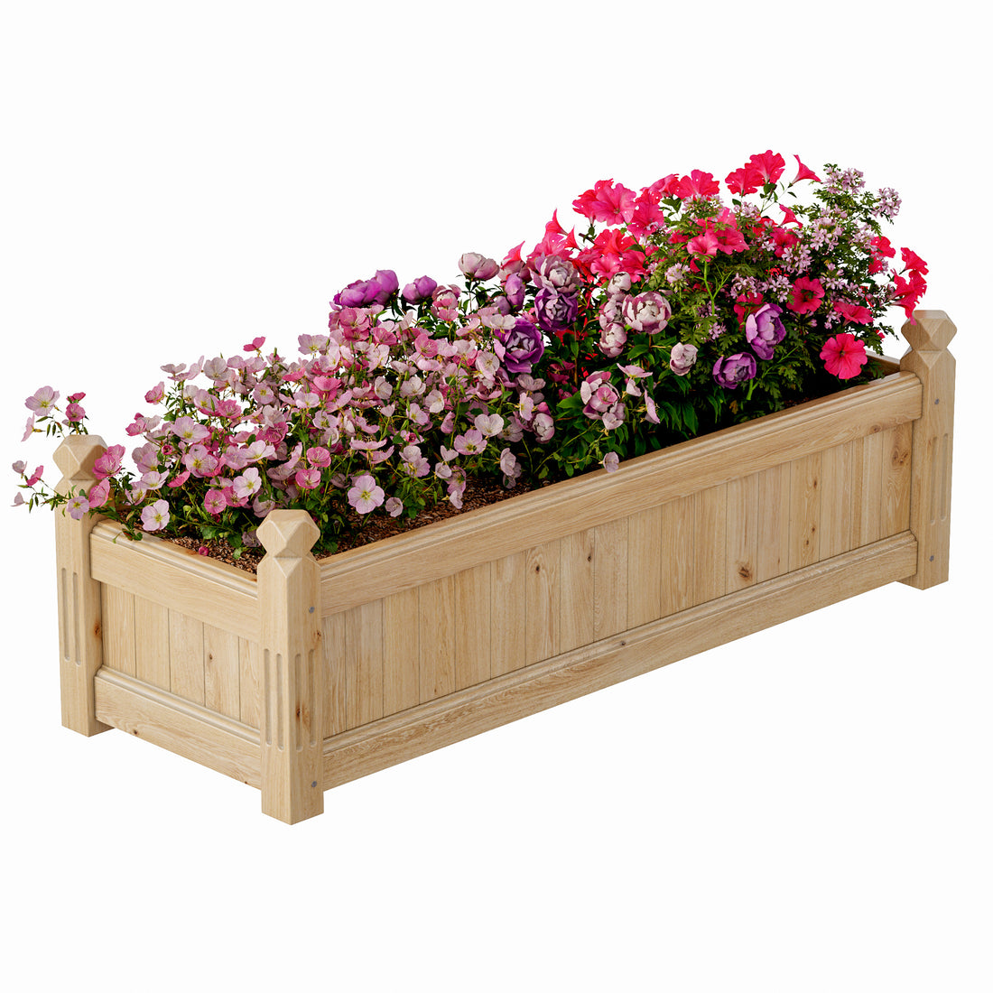 Garvee Wooden Raised Garden Bed Elevated Planter Box for Vegetables Herbs Flowers 43x15x13 Natural Fir Wood