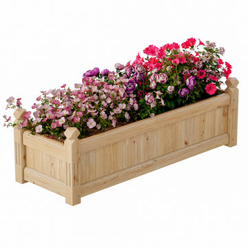 Garvee Wooden Raised Garden Bed Elevated Planter Box for Vegetables Herbs Flowers 43x15x13 Natural Fir Wood