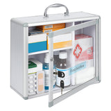 Garvee Medium Wall Mounted Locking Medicine Cabinet – Secure Metal First Aid Box with Handle & Key – Childproof & Portable – For Bathroom, Home, Office – Silver – Medium Size SY019-2