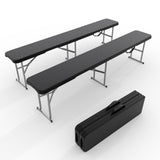 Garvee Heavy Duty 6FT Folding Outdoor Bench - Durable Steel Frame, HDPE Plastic Top, Carry Handle & Lock - Portable Picnic, Camping, Lawn & Sports Seating - collapsible, Black