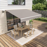 Garvee 12'x10' Retractable Patio Awning, Waterproof Sun Shade with Manual Crank Handle, Aluminum Frame & 280g/㎡ Polyester Fabric for Deck, Porch & Balcony - Grey