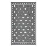 Garvee Waterproof Reversible Outdoor Rug 9x18ft – Geometric Plastic Straw Patio Mat – UV & Mark Resistant, Easy Care – Ideal for Garden, Deck, Camping, RV Awning, Beach – Grayish White - Gray-White