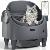 Garvee Automatic Self-Cleaning Cat Litter Box – Open Top, Smart App Control, Adjustable Entry Height, Multi-Detector Safety, Odor Control, Includes 1 Roll Garbage Bags, Electric, US Standard – Cool Gray - Gray