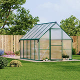 Garvee 8x10 FT Heavy Duty Polycarbonate Greenhouse – Outdoor Walk-In Aluminum Frame, UV Protection, Adjustable Roof Vent, Rain Gutters, Double Swing Doors – Weather Resistant for Backyard – Green