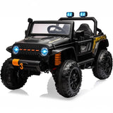 Garvee 24V 2-Seater Kids Ride-On Car – 4x55W Motors – 4WD – Remote Control – LED Lights – Music – Soft Braking – High/Low Speed – Battery Powered – Black