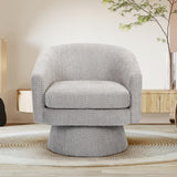 Garvee 360° Swivel Barrel Accent Chair - Modern Chenille Upholstered Armchair with Storage - Comfortable Reading Lounge for Living Room, Bedroom, or Office - Light Gray - Gray