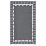 Garvee Reversible Waterproof Outdoor Area Rug - Scalloped Edge - Lightweight, Collapsible, Easy Clean Plastic Straw Mat for RV, Deck, Camping, Porch - Grey-White, 9x18ft, USA - Gray-White