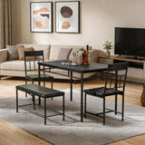 Garvee 4-Piece Modern Dining Table Set, Kitchen Table with Upholstered Chairs and Bench, Kitchen Table Set for Small Space, Apartment, Home, Studio