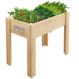 Garvee Fir Wood Raised Garden Bed with Legs & Hooks – Large Outdoor Planter Box for Vegetables, Herbs & Flowers – Drainage Holes, Fabric Liner – Sturdy Elevated Gardening for Patio, Balcony, Backyard – Varnish, 86.36x45.72x76.2cm - Grey